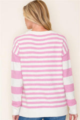 Pink & Ivory Striped Pullover