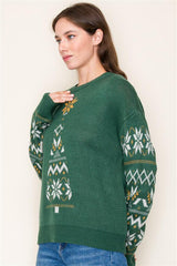 Green Faire Isle Tree Sweater