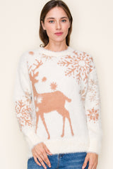 Fluffy Reindeer Sweater - FINAL SALE