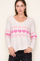 Soft Hearts V-neck Sweater