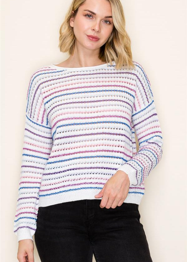 Miranda Multicolor Summer Sweater Top - The Nines