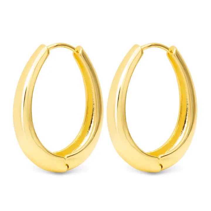 Judith Polished Large Oval Hoop - Gold - The Nines