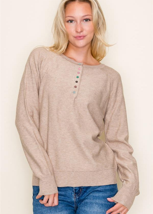 Multicolor Button Henley Tops - 2 Colors! - The Nines