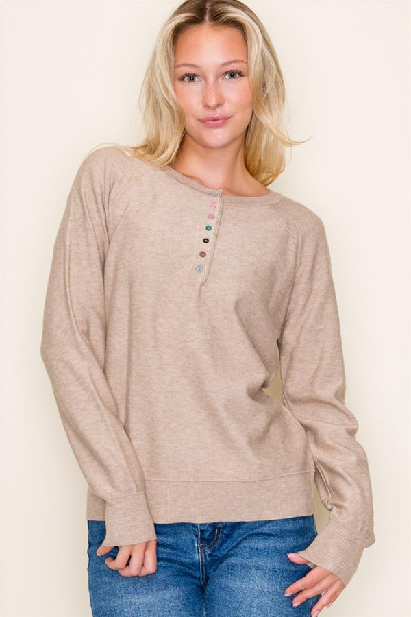 Multicolor Button Henley Tops - 2 Colors! - The Nines