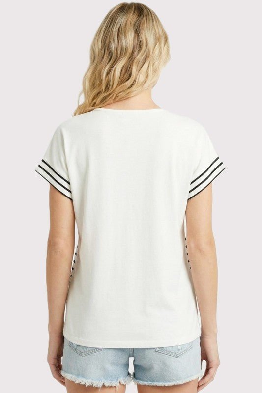 Sutton Striped V - neck Tee - 2 Colors! - The Nines