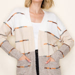 Taupe Stitched Colorblock Cardigan - The Nines