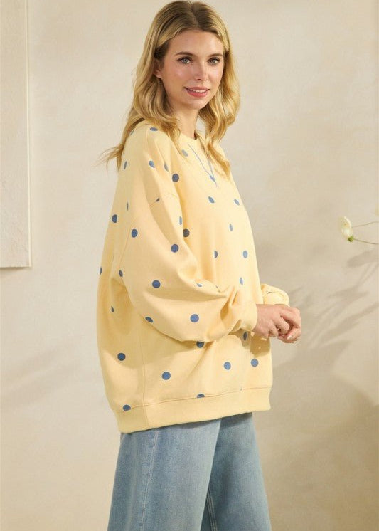 Yellow & Blue Polka Dot Sweatshirt - The Nines