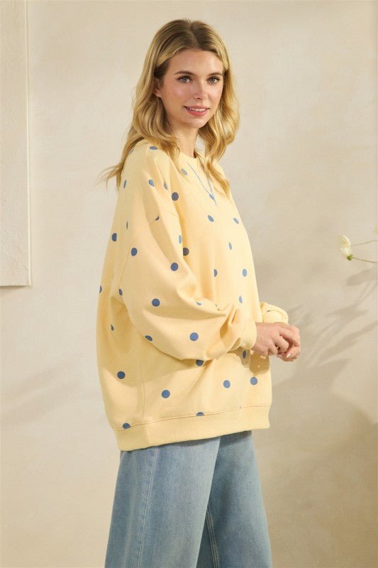 Yellow & Blue Polka Dot Sweatshirt - The Nines