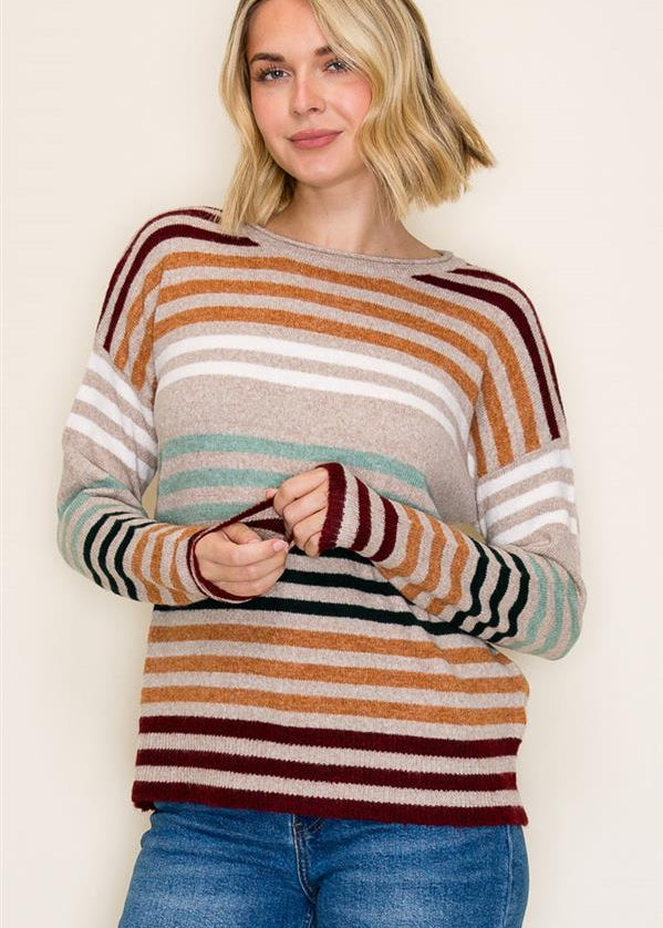 Taylor Taupe Multicolor Sweater - The Nines
