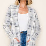 Gray & Ivory Soft Plaid Cardigan - The Nines