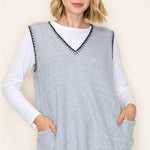 Blanket Stitch Tunic Sweater Vest - 2 Colors! - The Nines