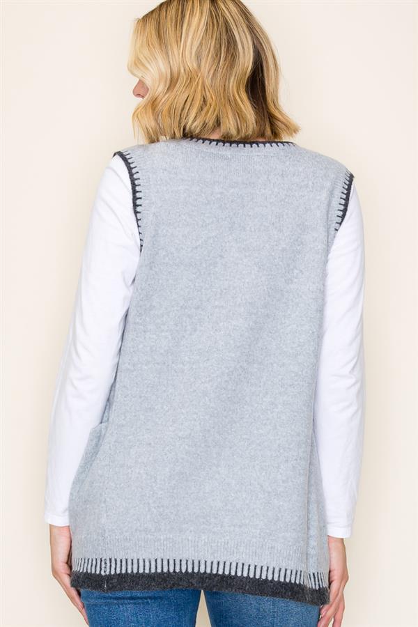 Blanket Stitch Tunic Sweater Vest - 2 Colors! - The Nines