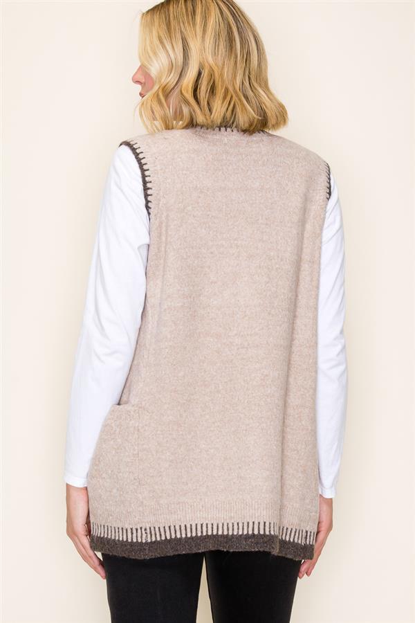 Blanket Stitch Tunic Sweater Vest - 2 Colors! - The Nines
