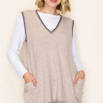 Blanket Stitch Tunic Sweater Vest - 2 Colors! - The Nines