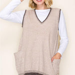 Blanket Stitch Tunic Sweater Vest - 2 Colors! - The Nines