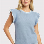 Blanket Stitched Ruffle Top - 3 Colors! - The Nines
