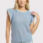 Blanket Stitched Ruffle Top - 3 Colors! - The Nines