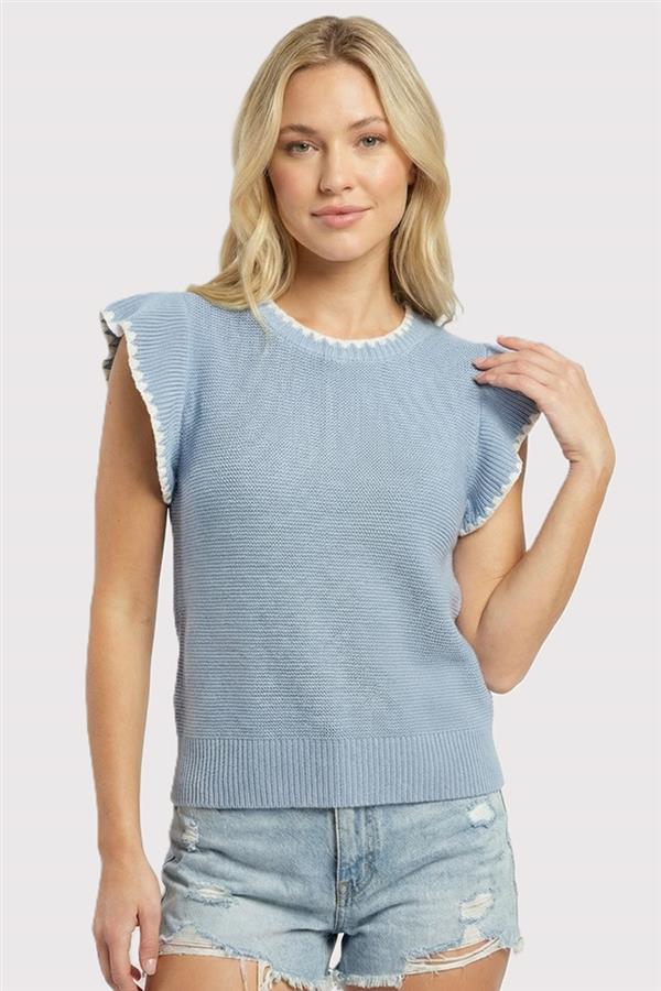 Blanket Stitched Ruffle Top - 3 Colors! - The Nines