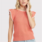 Blanket Stitched Ruffle Top - 3 Colors! - The Nines