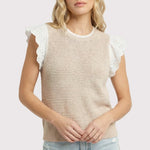 Natural Eyelet Sleeve Top - The Nines