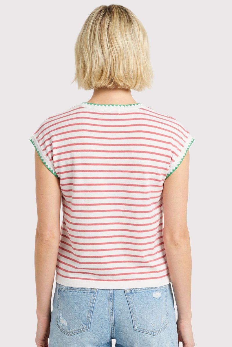 Pink & Green Knit Striped Top - The Nines