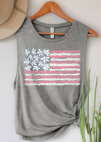 Gray Mineral Flag Graphic Tank