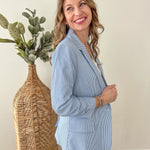 Blue & White Cinched Blazer - The Nines