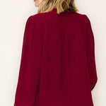 Split Neck Smocked Sleeve Top - 3 Colors! - The Nines