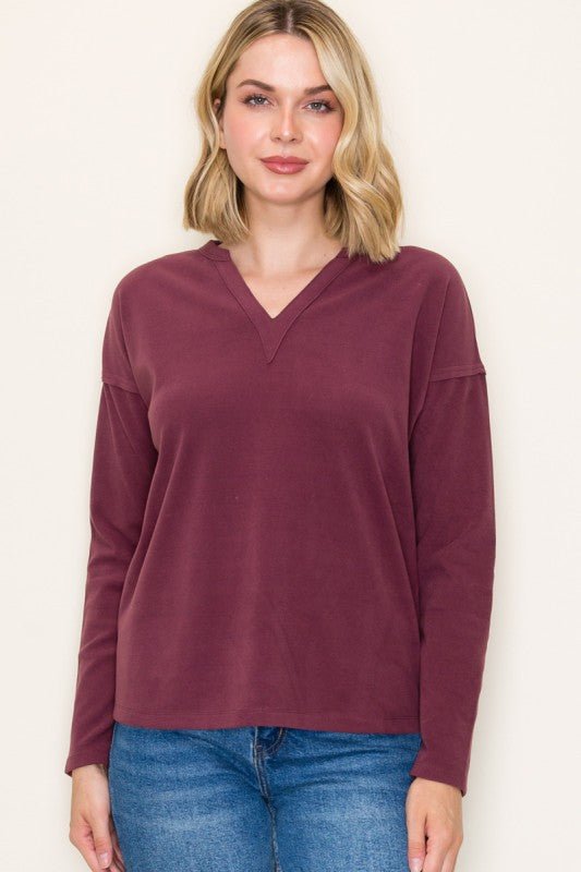 Buttery Soft V - neck Pullover - 2 Colors! - The Nines