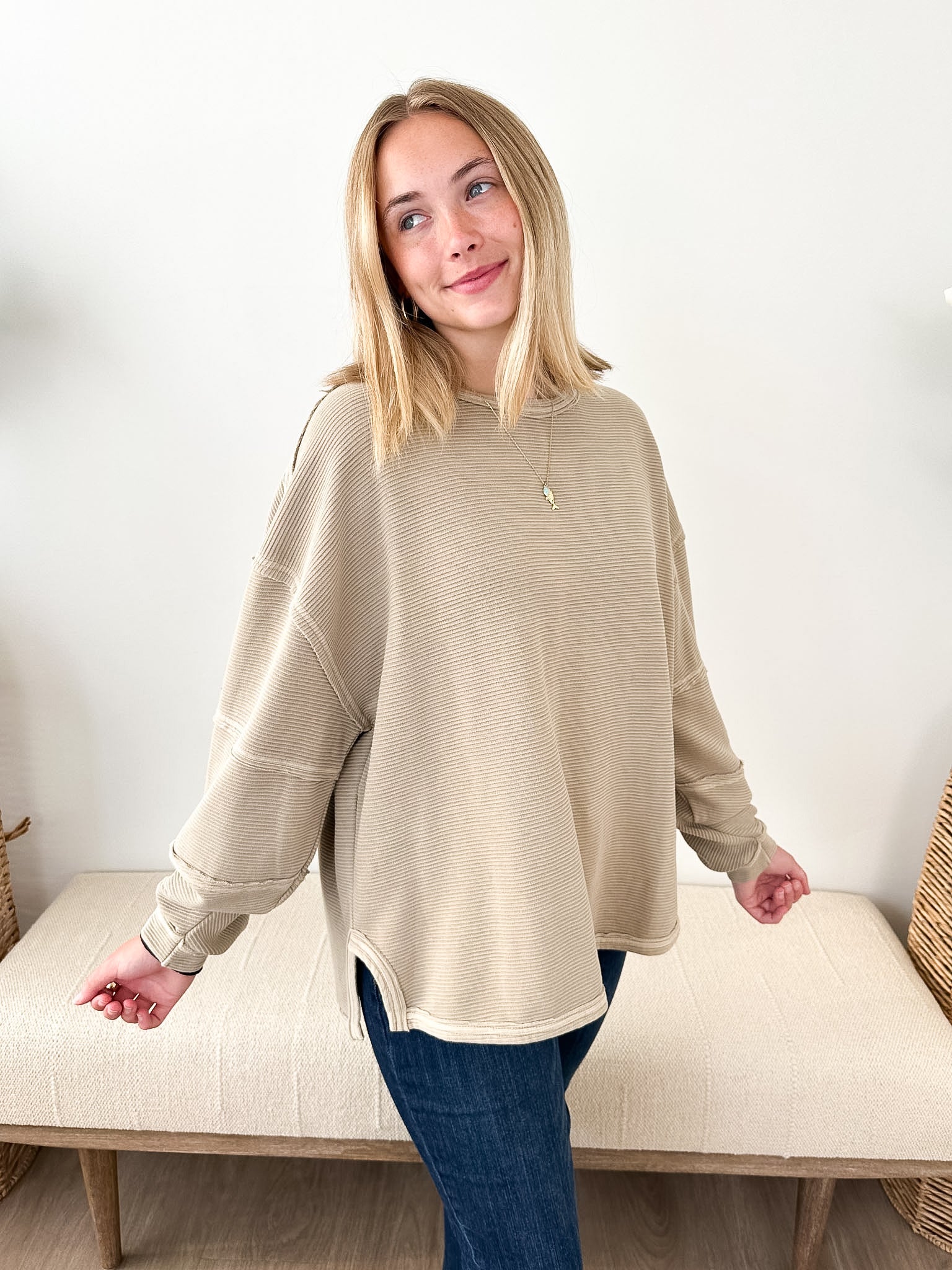 Exposed Seam Long Sleeve Top - The Nines