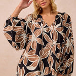 Black & Mocha Floral Top - The Nines