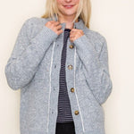 Heather Gray Sherpa Lined Sweater Jacket - The Nines