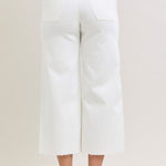 Judy Blue White Crop Wide Leg Front Patch Pocket - The Nines