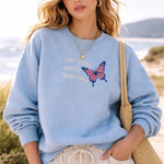 Light Blue Butterfly Embroidered Sweatshirt - The Nines