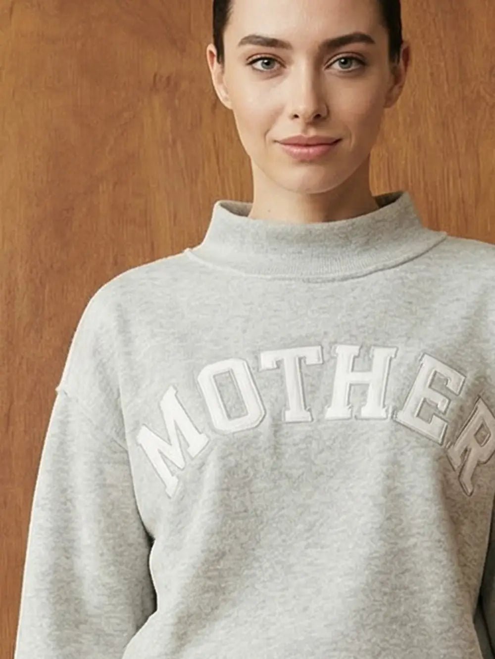 "Mother" Embroidered Mock Neck Sweatshirt - The Nines