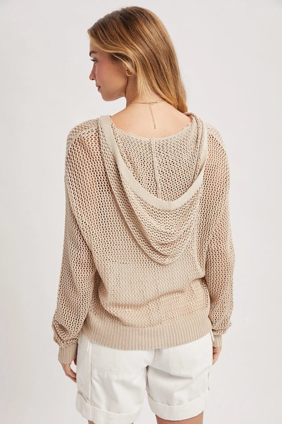 Open Knit Button Down Hoodie - 2 Colors! - The Nines