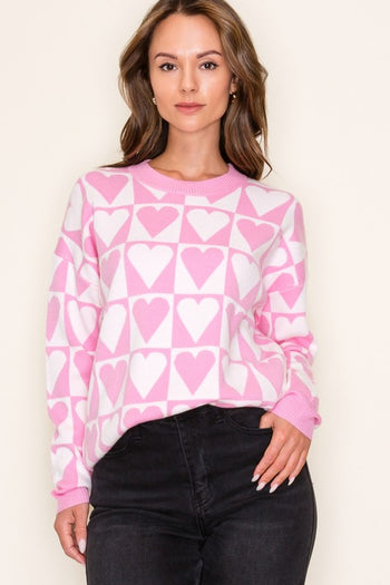 Heart Checkerboard Pullover