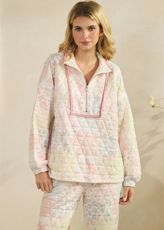 Floral Quilted Quarter Zip - 2 colors! - The Nines