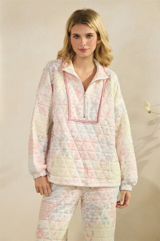 Floral Quilted Quarter Zip - 2 colors! - The Nines