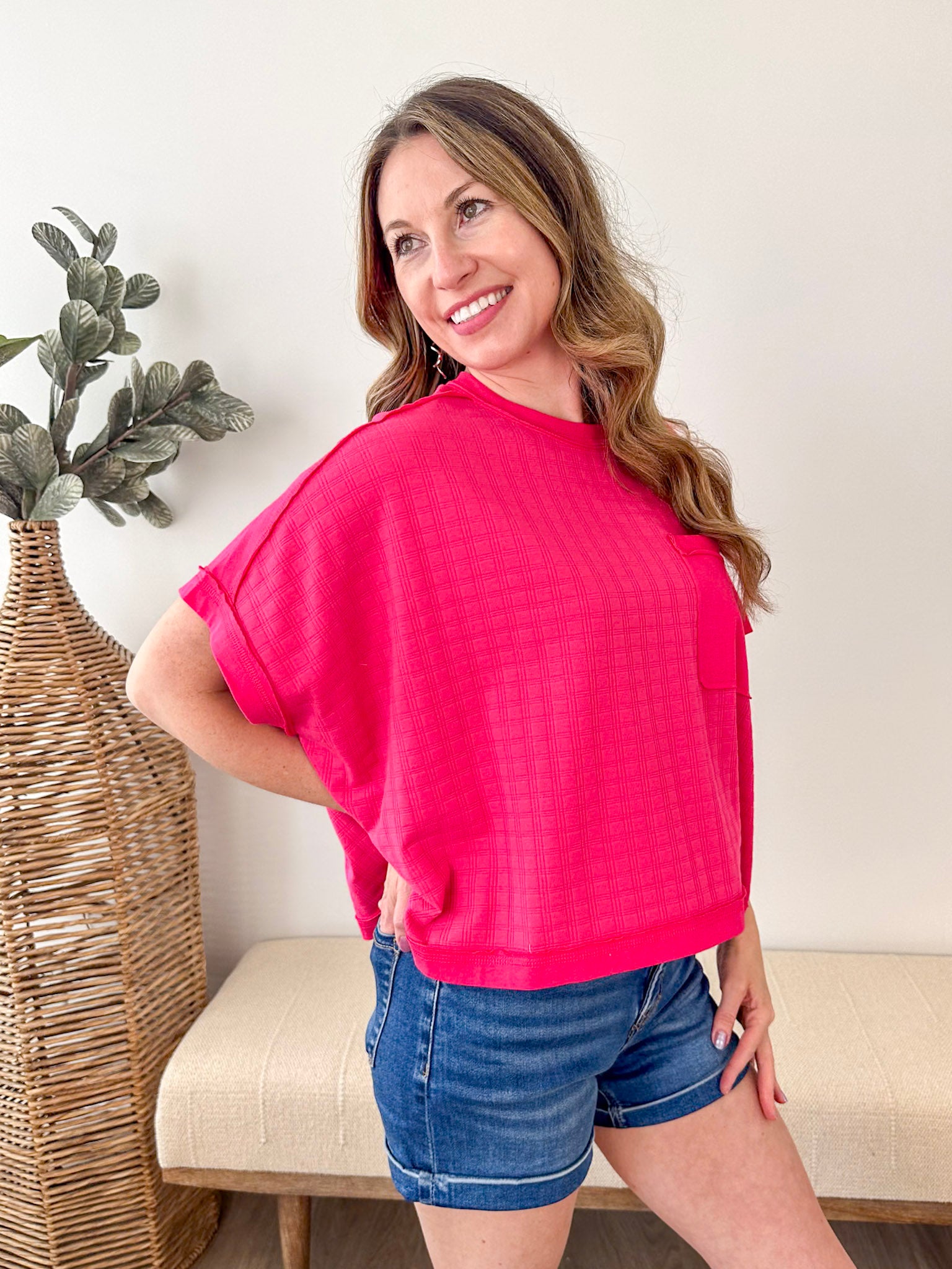 Dolman Textured Pocket Tee - The Nines
