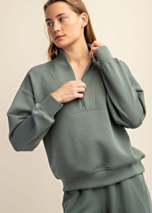 Luxe Scuba Half Zip Pullovers - 7 Colors! - The Nines