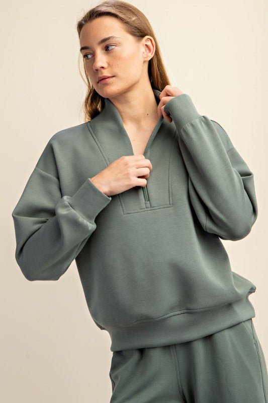Luxe Scuba Half Zip Pullovers - 7 Colors! - The Nines