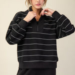 Striped Modal Scuba Zip Pullover - 2 Colors! - The Nines