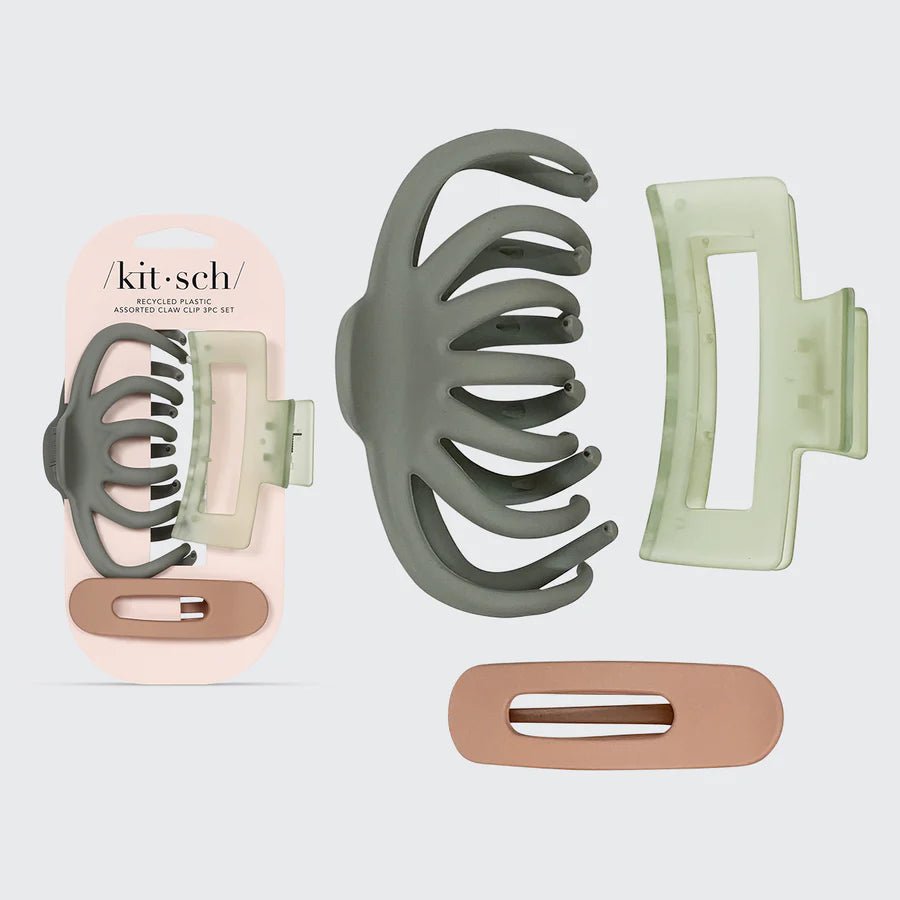 Recycled Plastic Assorted Claw Clip 3 Piece Set - The Nines