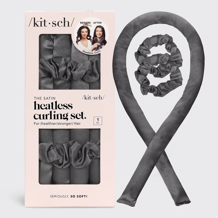 Charcoal Satin Heatless Curling Set - The Nines