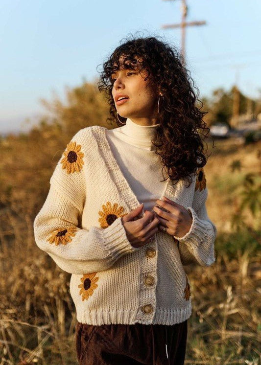 Sunflower Embroidered Cardigan - The Nines