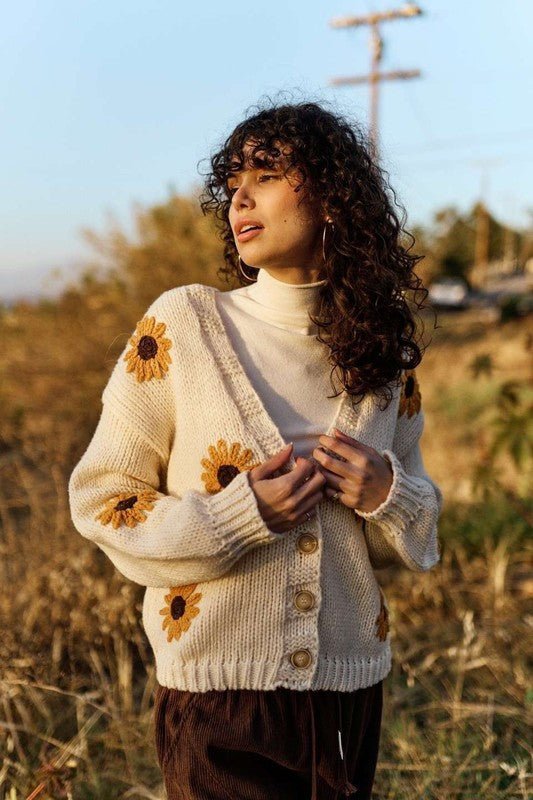 Sunflower Embroidered Cardigan - The Nines