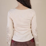 Natural Crochet Sleeve Henley - The Nines
