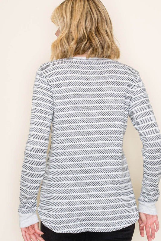 Texture Pattern Striped Top - The Nines