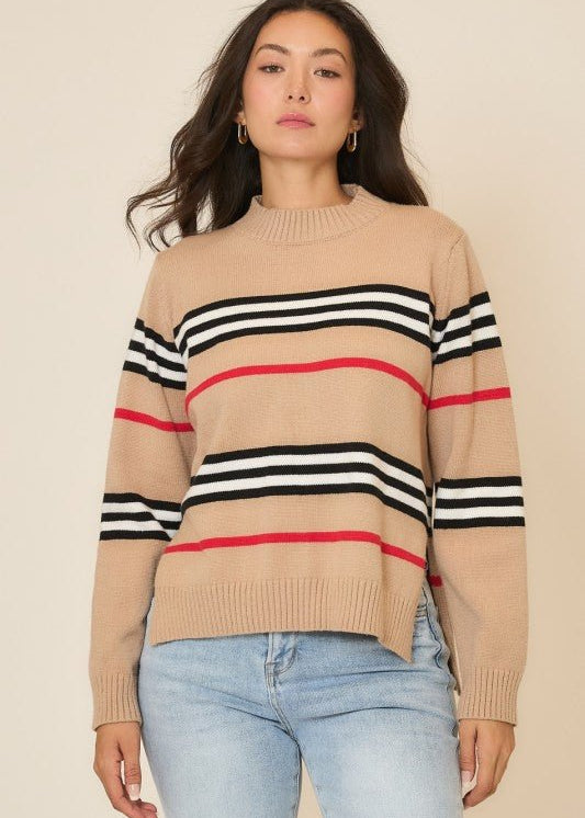 Anna Striped Mocha Sweater - The Nines